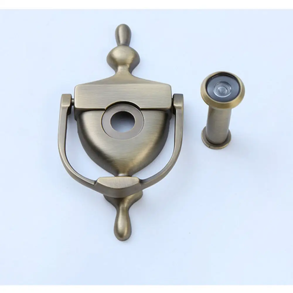 Modern Zinc Alloy Door Knocker With Peephole Decorative Hardware For Residential Front Door Security Enhancement