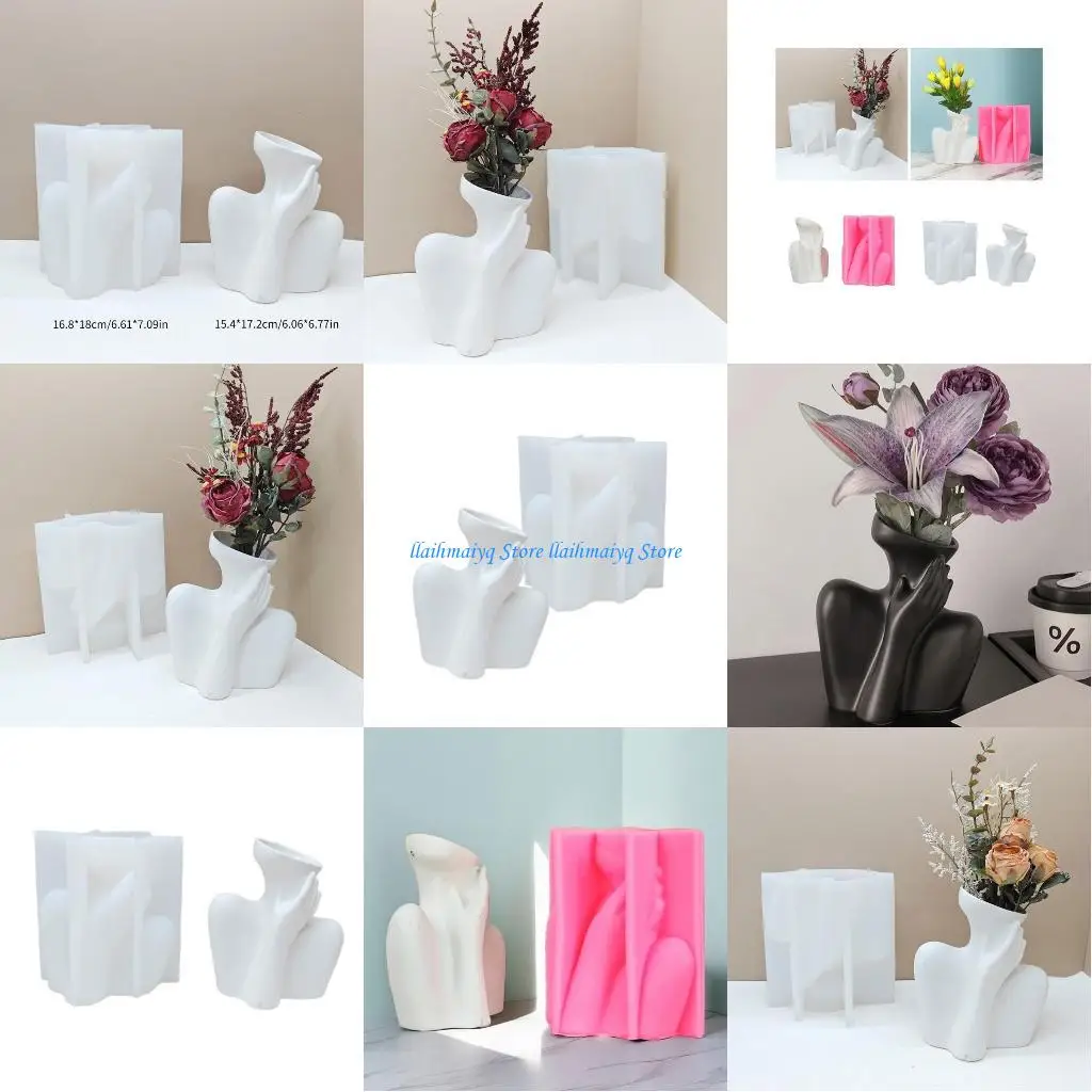 

573B креативная силиконовая форма для человека для цветочных горшков, форма для вазы, бетон, цемент, форма для эпоксидной смолы,