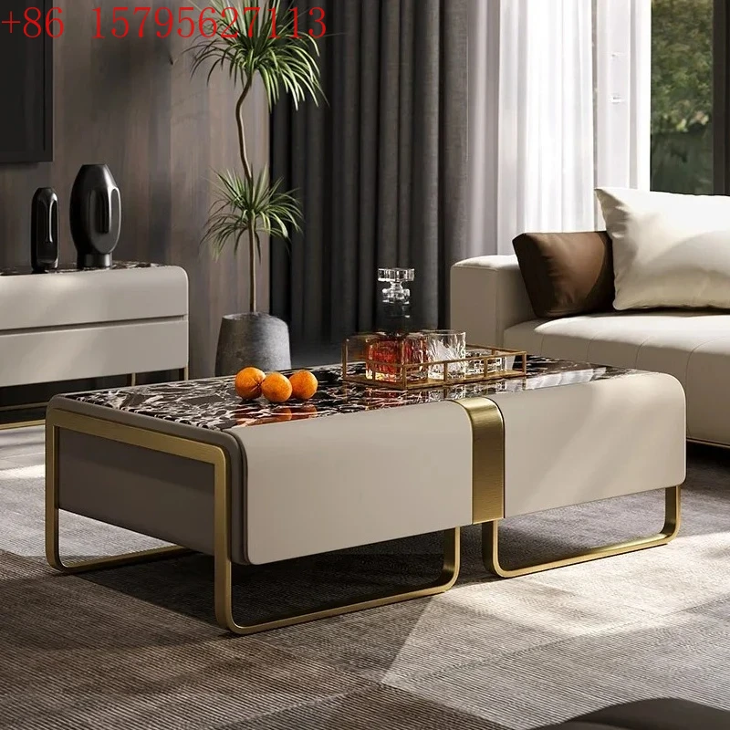 

newLight luxury coffee table model room, senior designer furniture villa large flat marble luxury stone tea machine combination