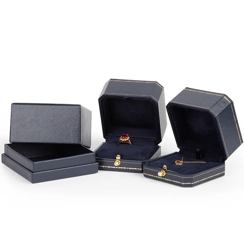 Luxury Octagonal Ring Box Classic Jewelry Cases Packaging For Necklace Pendant Display Case Ring Box