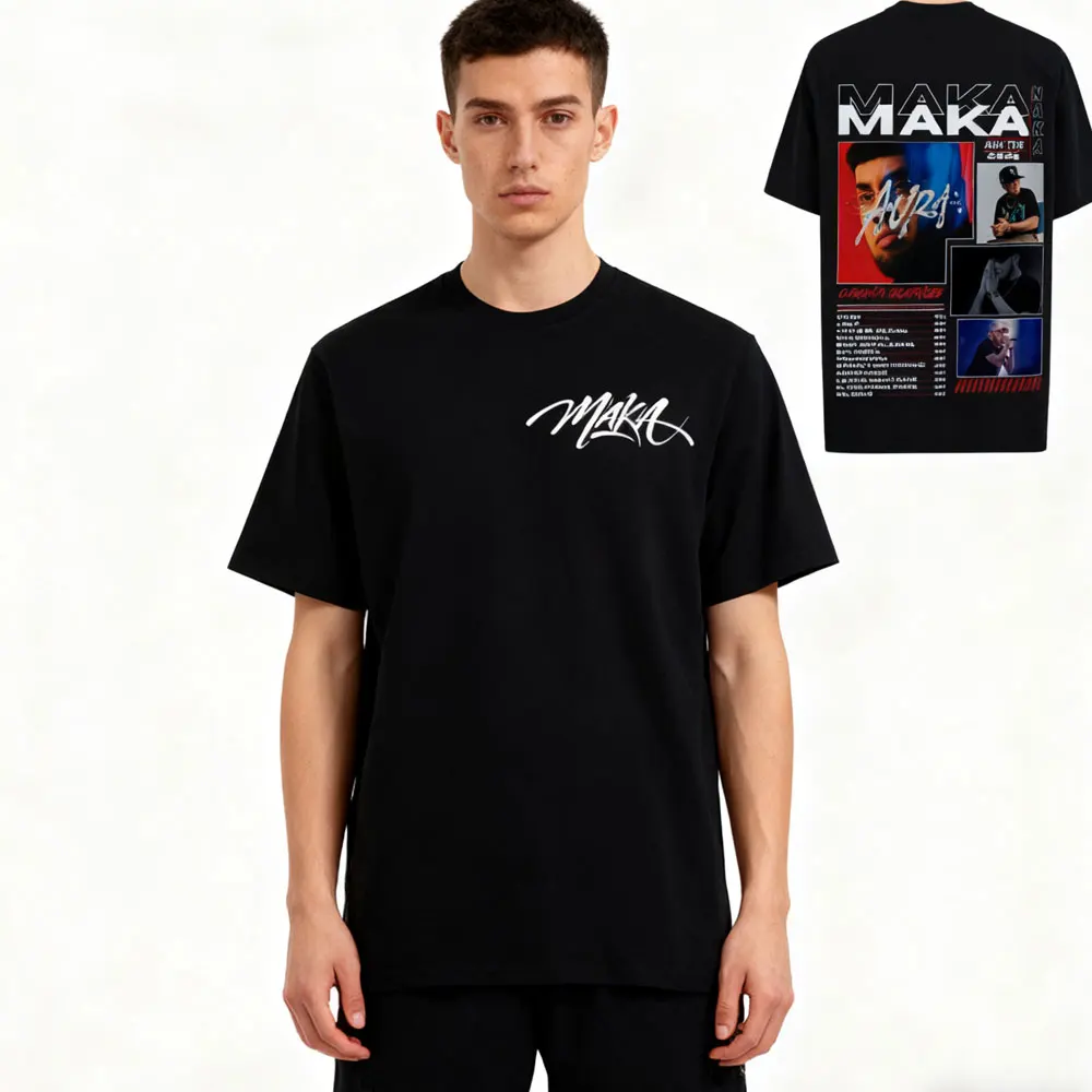 

Рэпер Maka Aura Tour Альбом Футболки Мужчины Женщины Мода Винтаж Уличная Футболка Повседневная 100% Хлопок Футболка С Коротким Рукавом Уличная Одежда
