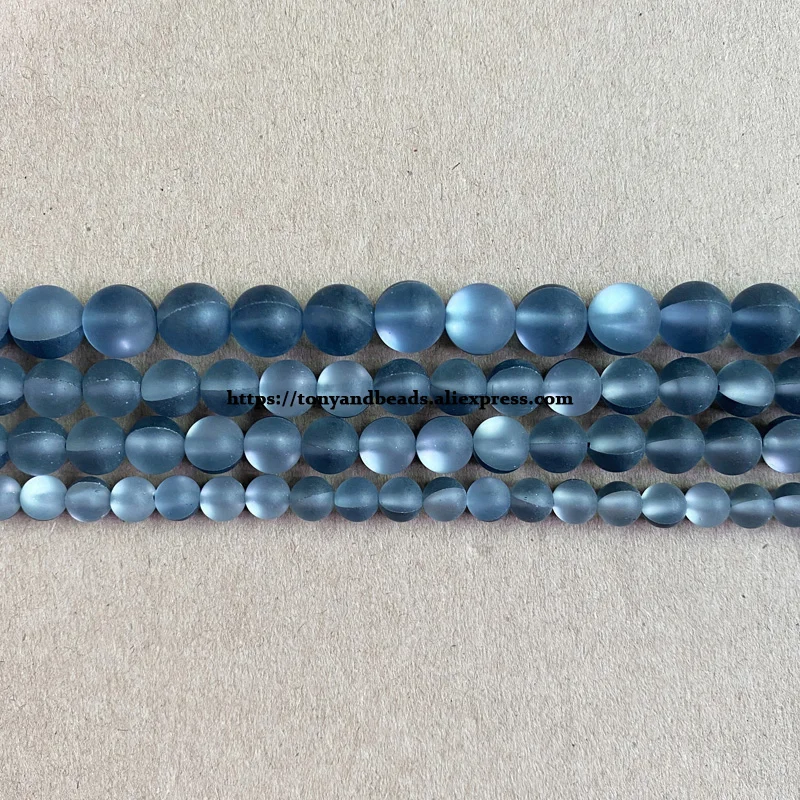 Matte K9 Silver Grey Austria Crystal Synthetic Moonstone Round Loose Beads 15\