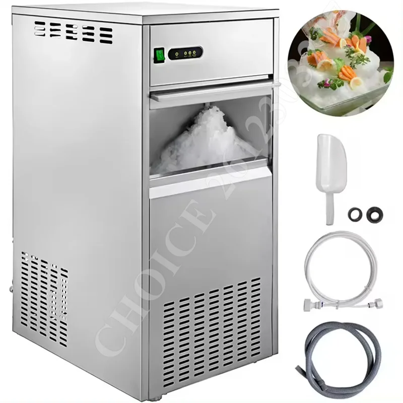 

20-70 Kg/24H Commercial High Efficiency Ice Maker Machine with 2 Water Inlets Freestanding with Ice Scoop 3-Minute Ice Release