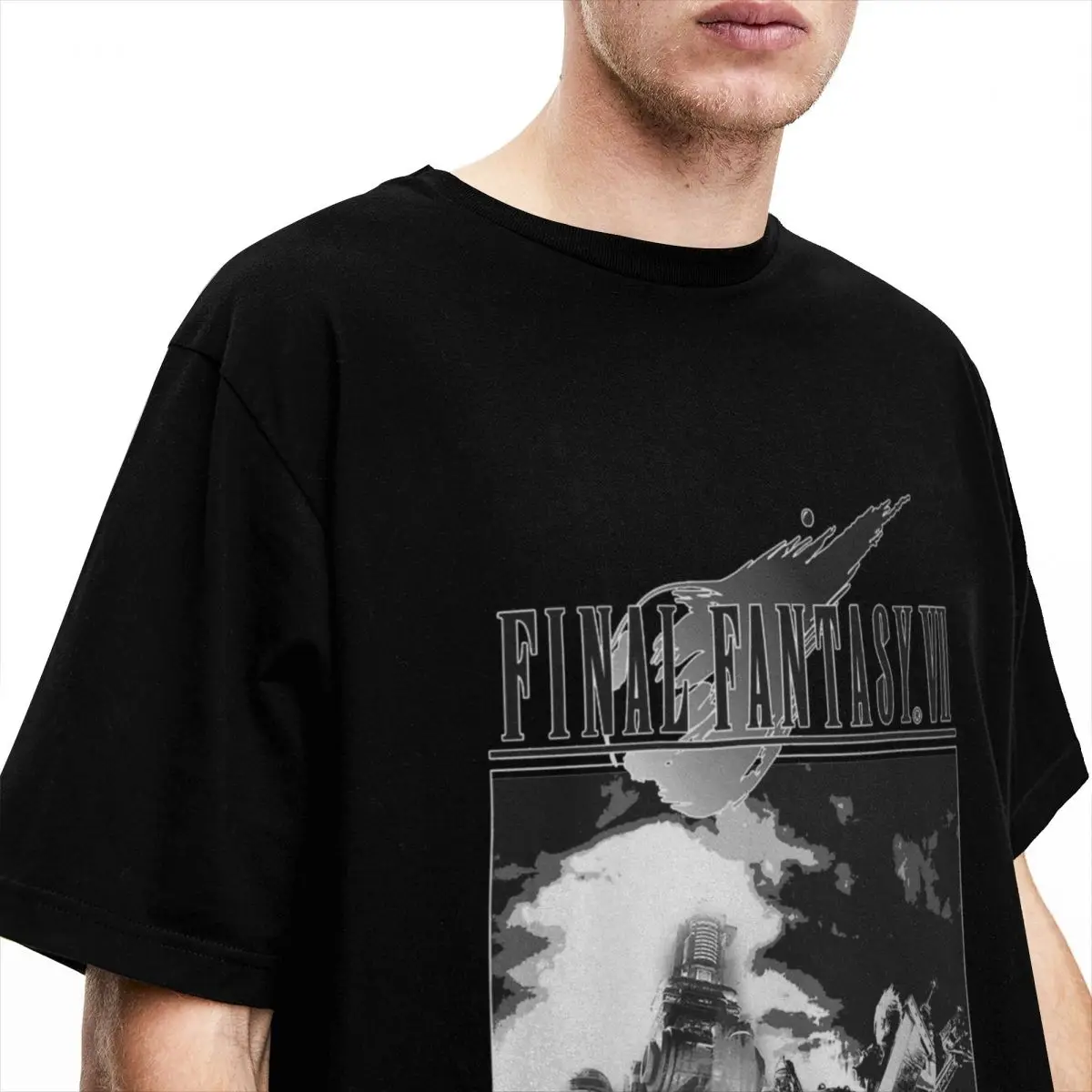 Final Fantasy VII Cloud Strife Men T Shirts Creative Tee Shirt Short Sleeve Round Neck T-Shirt 100% Cotton 4XL 5XL Clothes