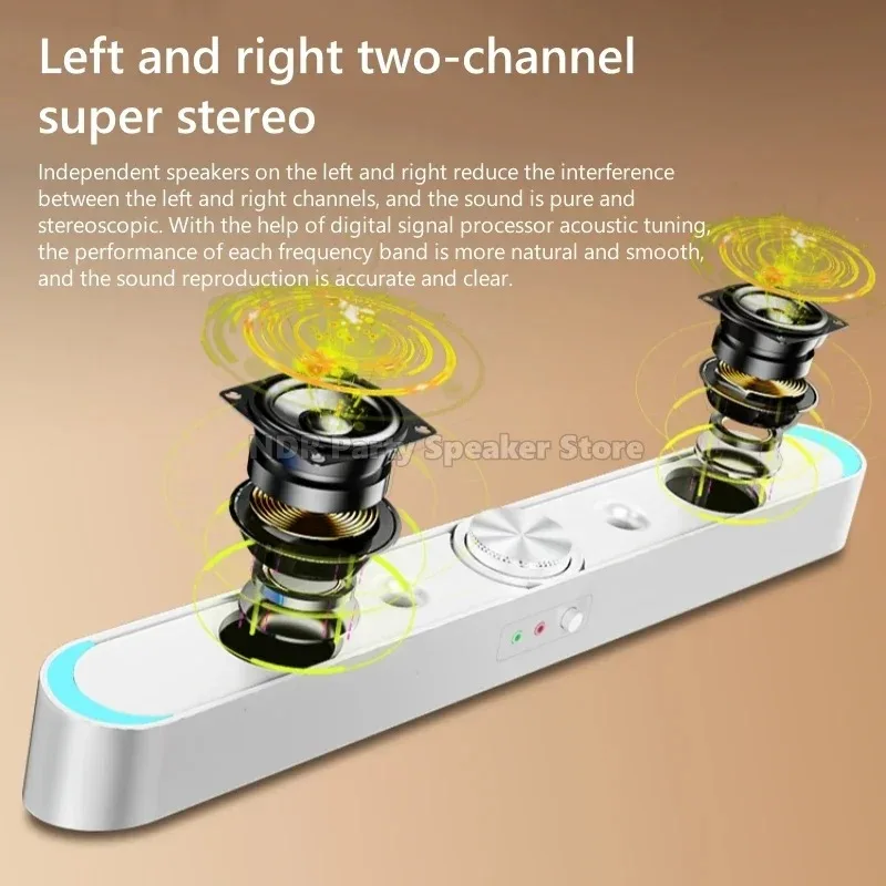 USB C-type One Piece Stereo Sound Desktop Computer Speakers Wireless Bluetooth Dual-purpose Bar-type Esports Subwoofer