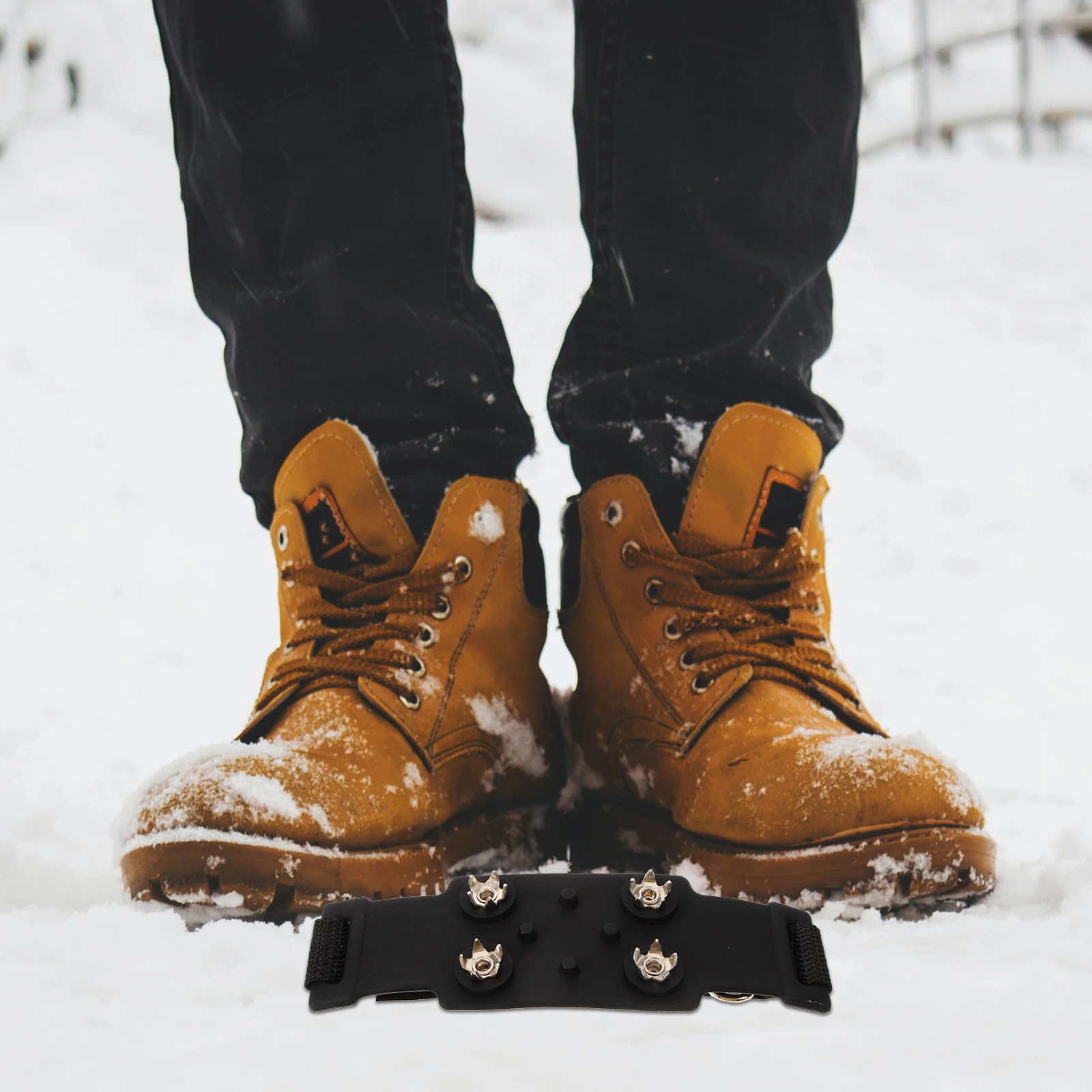 

1Pair Ice Cleats for Shoes Boots Anti Slip Snow Traction Cleats Adjustable Grip for Winter Hiking Climbing Safety