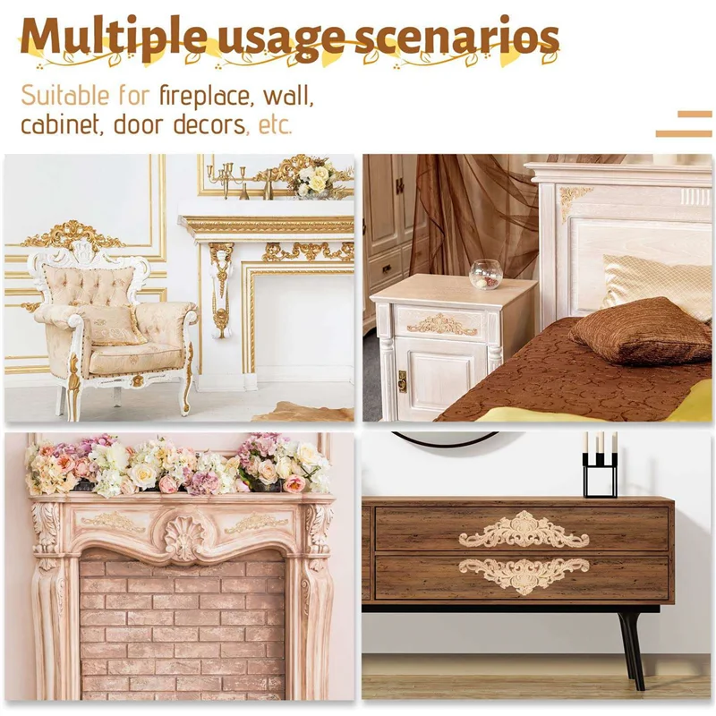 

AB46-3X Wood Appliques Onlays Decorative Wood Appliques DIY Wood Appliques For Mirror Bed Door Cabinet Wardrobe Furniture