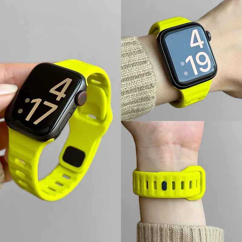 

Силиконовый ремешок для Apple Watch series 10, 46 мм, 42 мм, ремешок 44 мм, 45 мм, 40 мм, 41 мм, спортивный браслет iwatch 8 7 6 5 4 3 SE 9 Ultra 2 49 мм