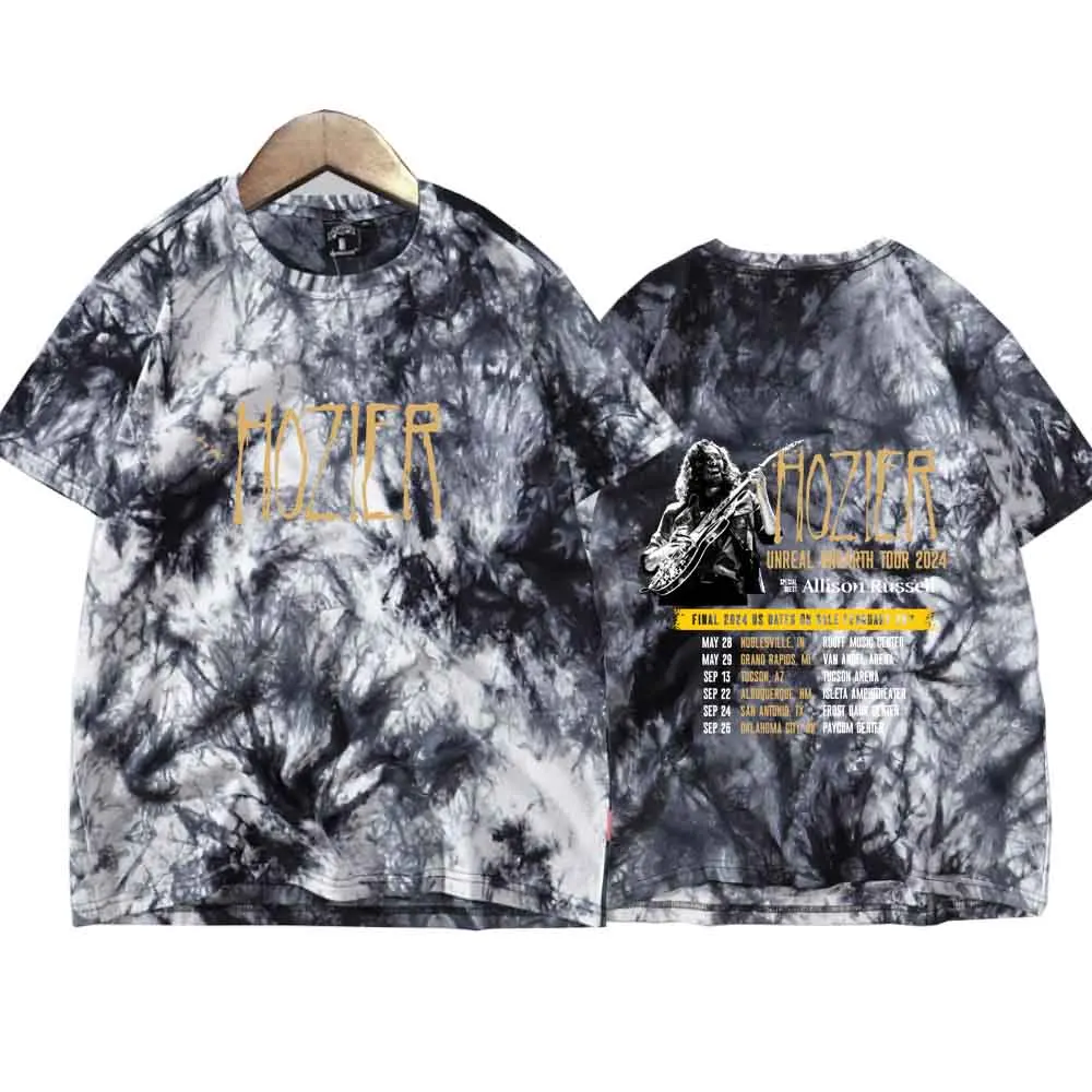 Hozier Unreal Unearth Tour 2024 Tie Dye Shirts  Man Woman Harajuku Summer Casual Tee Tops Regular Tops Unisex Oversize