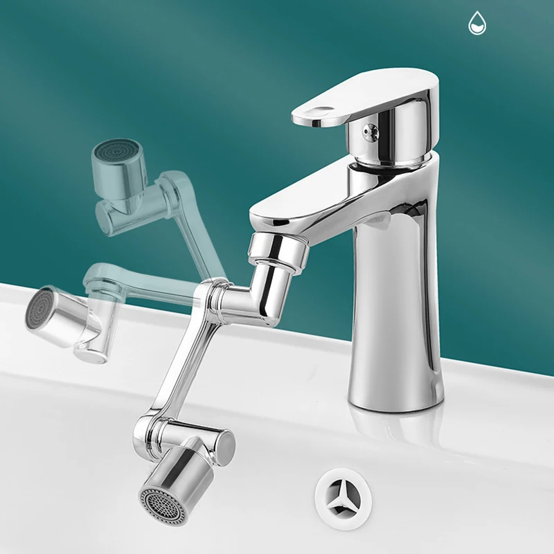 Copper Universal Rotatable Faucet Dual Mode 1080° Rotary Faucet Washbasin Tap Kitchen Extender Splash Robot Arm Faucet Adaptor