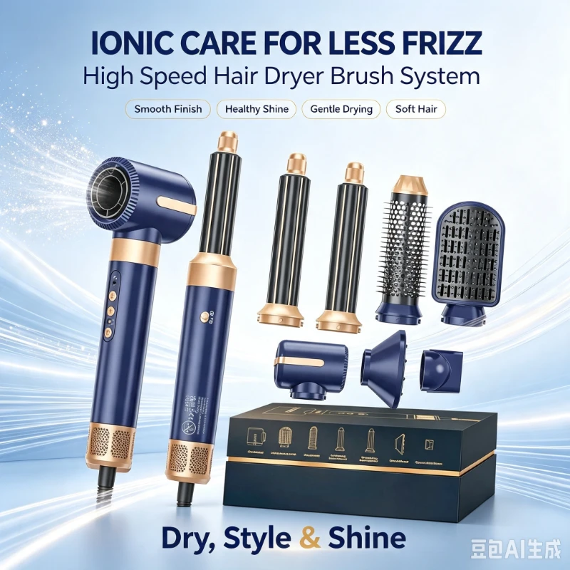 Multiscene 7in1 Hairdressing Gear, Ionic Blow Dryer Comb Builtin Diffuser For Dormitory Quick Styling