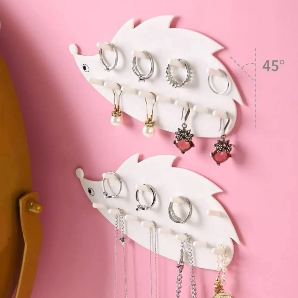 2Pcs Punch-Free Jewelry Storage Rack Wall Mounted Seamless Bangles Display Rack Dual Layer Decorative Sticky Hook Door Back