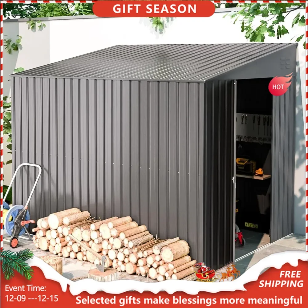 Storage Shed,Outdoor 6' x 8' Outdoor Storage,Garden Tool room for Backayrd,Patio and Outdoor Use in Dark Grey