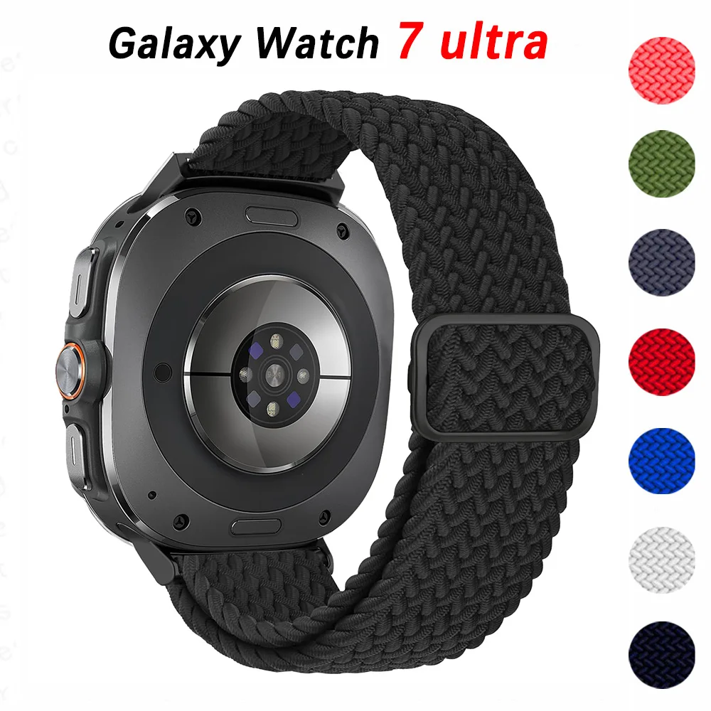 Braided Loop For Samsung Galaxy Watch 7 Ultra Band 47mm Adjustable Metal connector Nylon bracelet Galaxy watch Ultra Strap 47 mm