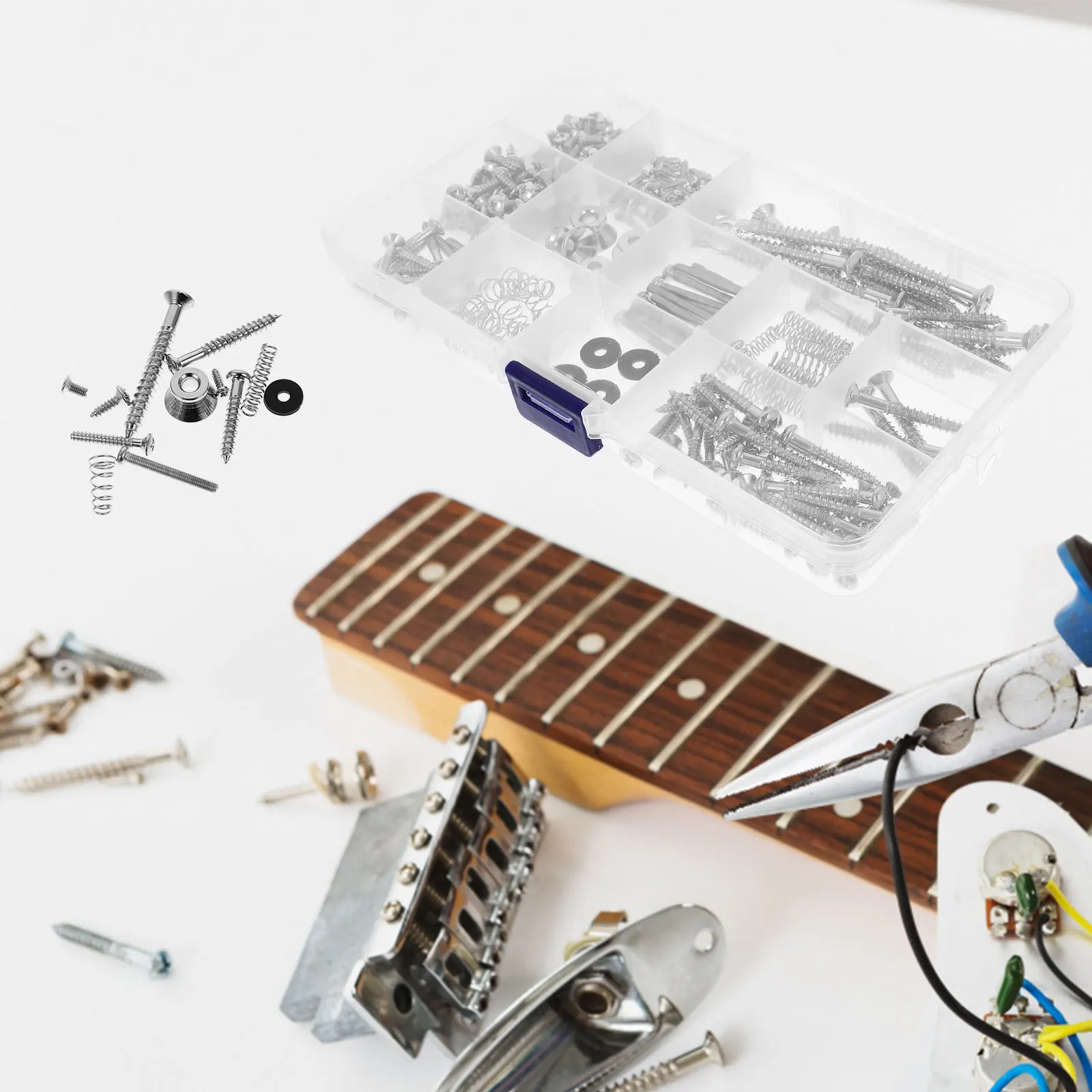 

1 Set Screw Kit Replacement Parts Bridge Pickup Tuner Switch Neck Plate Screws Electric Luthier Repair Tools Metal Hardware Box