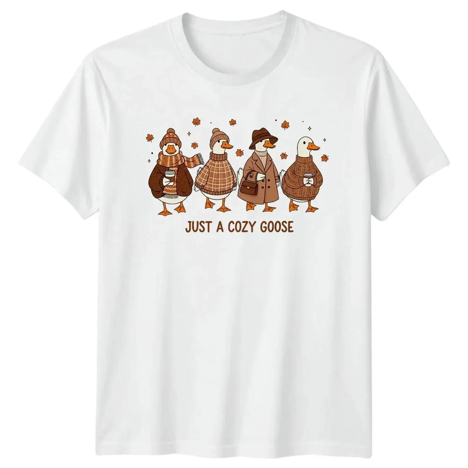 Just A Cozy Goose Geese Animals Men's T Shirt Women's Autumn Image 1 of 4 vintage Washed Stylish Top For Everyday Wear
