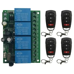 Smart Multiple AC110V 220V 433 MHz 4CH 4 Channel Wireless Radio Relay RF Remote Control Switch Receiver+Transmitter For garage