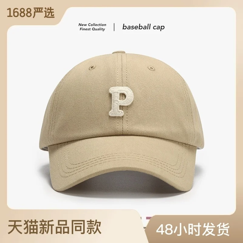 Couple casual soft top P letter Baseball cap fashion spring and summer outdoor sports face small curved brim men's and women's