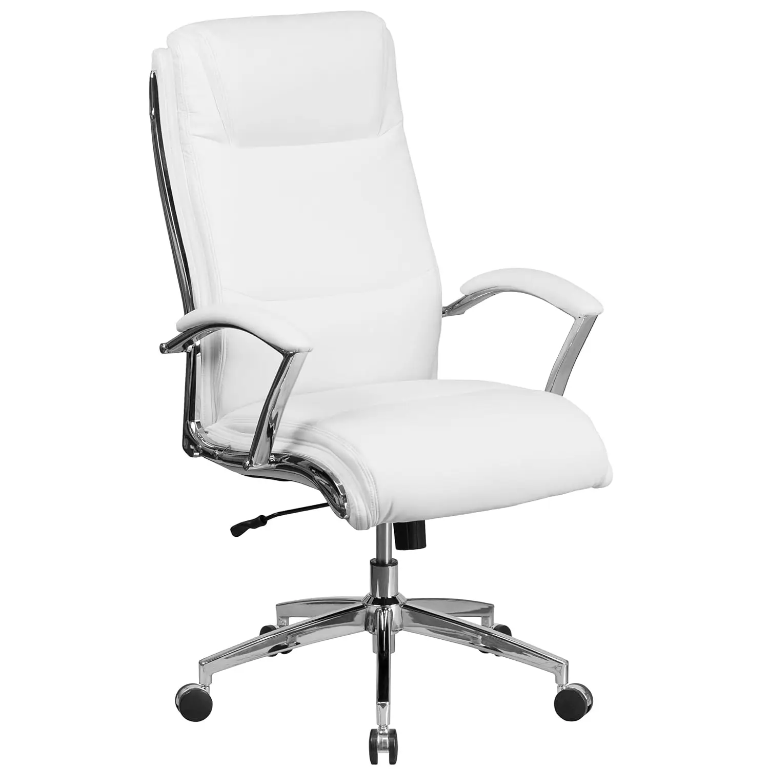 

High Back White LeatherSoft Executive Swivel Office Chair with Chrome Base & Arms, Customized