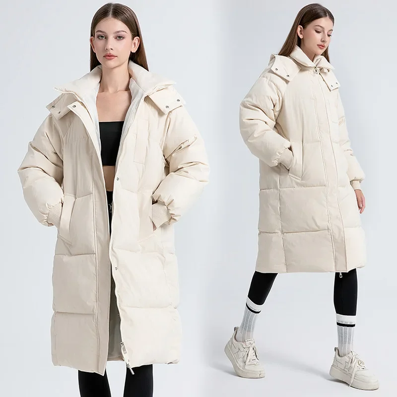 Manteau en duvet de coton épaissi russe pour femme, manteau long au genou, version coréenne, tendance hiver 2024, nouveau