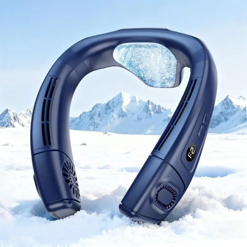 2026 New Upgrade Neck Air Conditioner Fan Instant Cooling With Cooling Plate, Bladeless, 8000mAh Operated Wearable Rechargeable