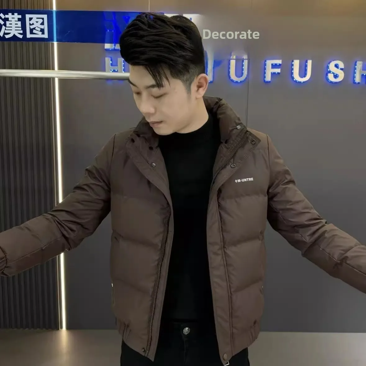 

Модное мужское зимнее облегающее повседневное хлопковое пальто с воротником европейского бренда Thi, хлопковое пальто Haome, верхняя одежда