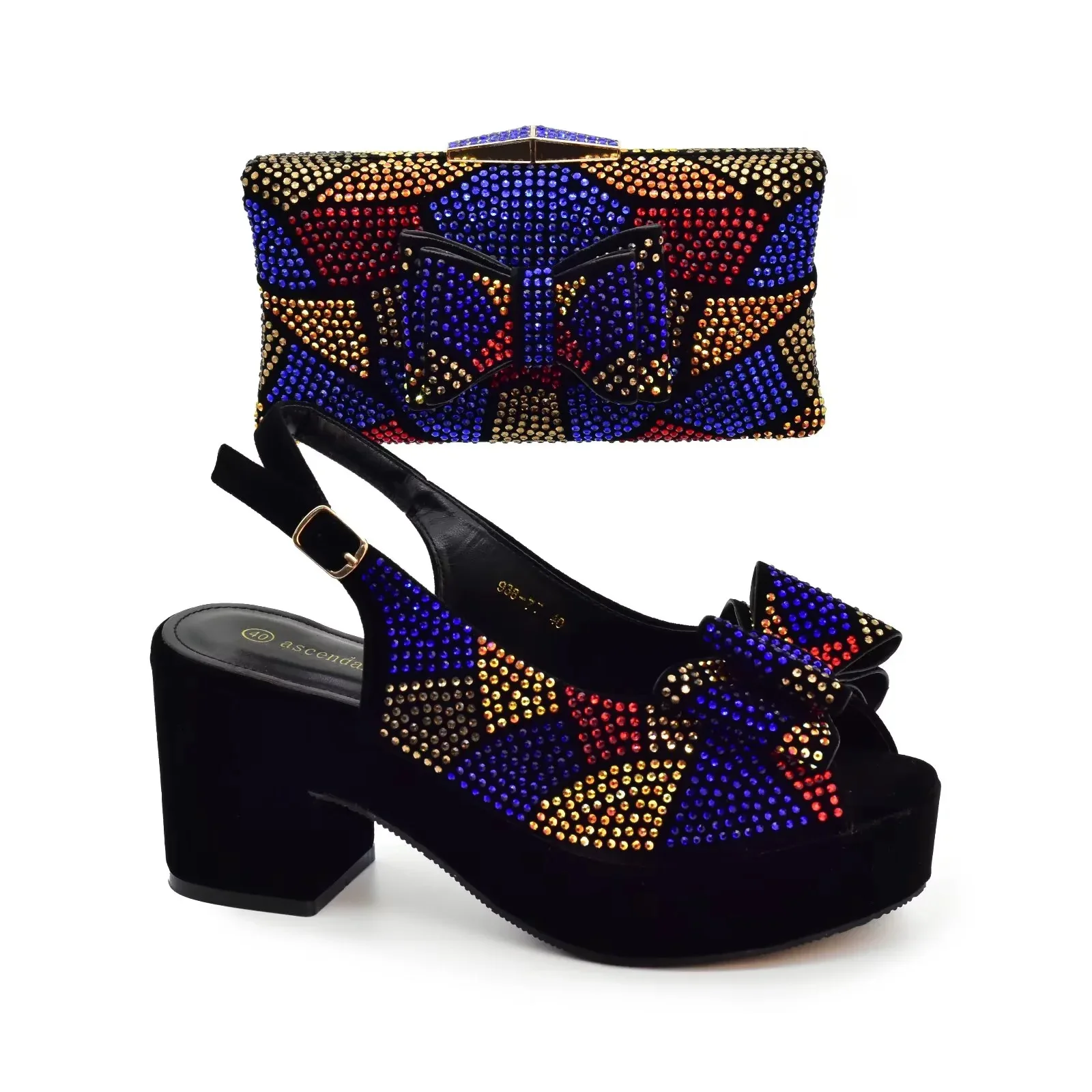 

Women's shoe bag cover decorated with rhinestones platform heels comfortable party women's shoe bag