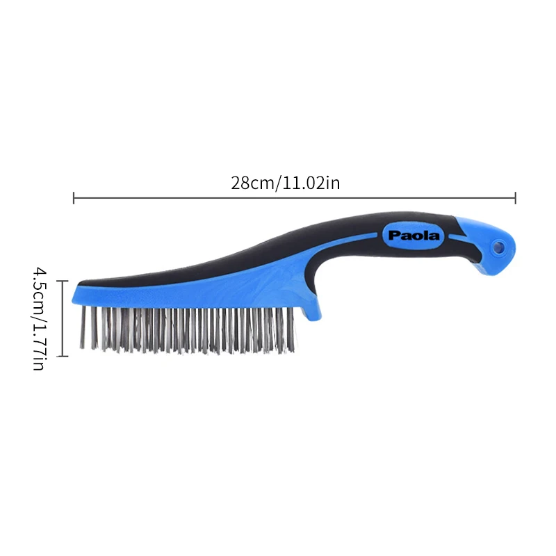 Paola 11 inch stainless steel brush for cleaning, rust removal, and stain removal, large steel brush