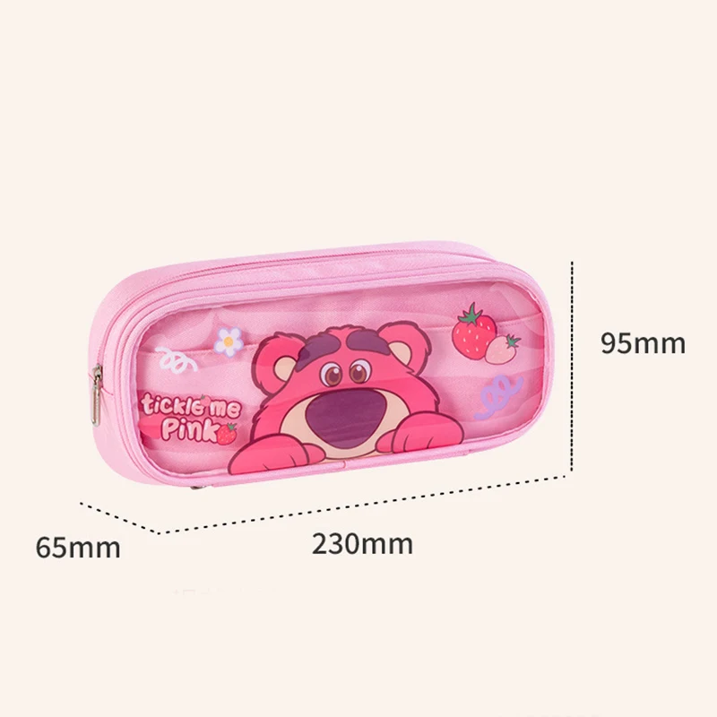 Imagem -06 - Disney-large Capacidade Transparent Pencil Case Bonito Papelaria Bolsa Student Pen Box Material Escolar Ponto Lotso Mickey