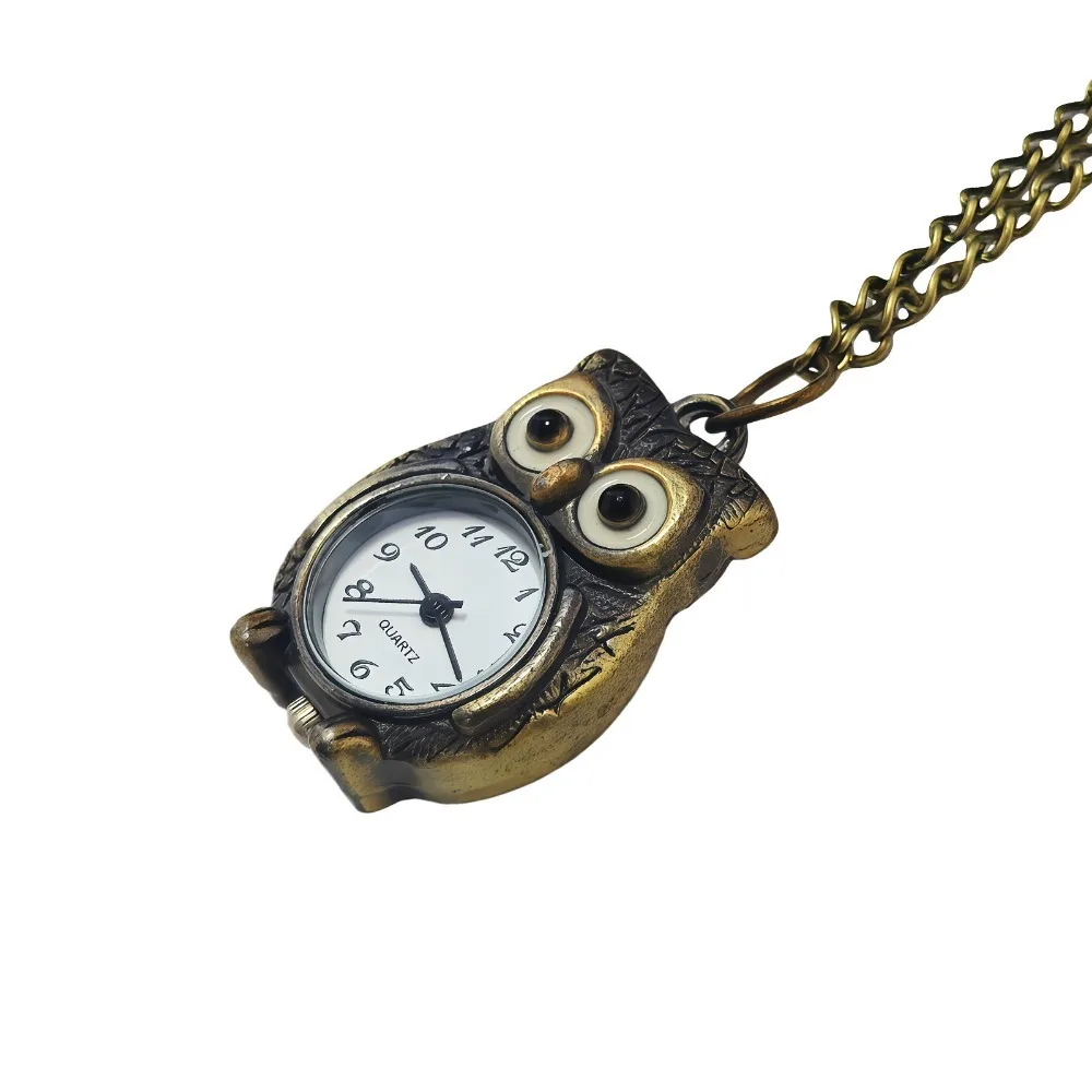 

Cartoon Alloy Owl Pocket Watch Antique Bronze Color Quartz Necklace Pocket Watch Vintage Mini Pocket Watch Gift