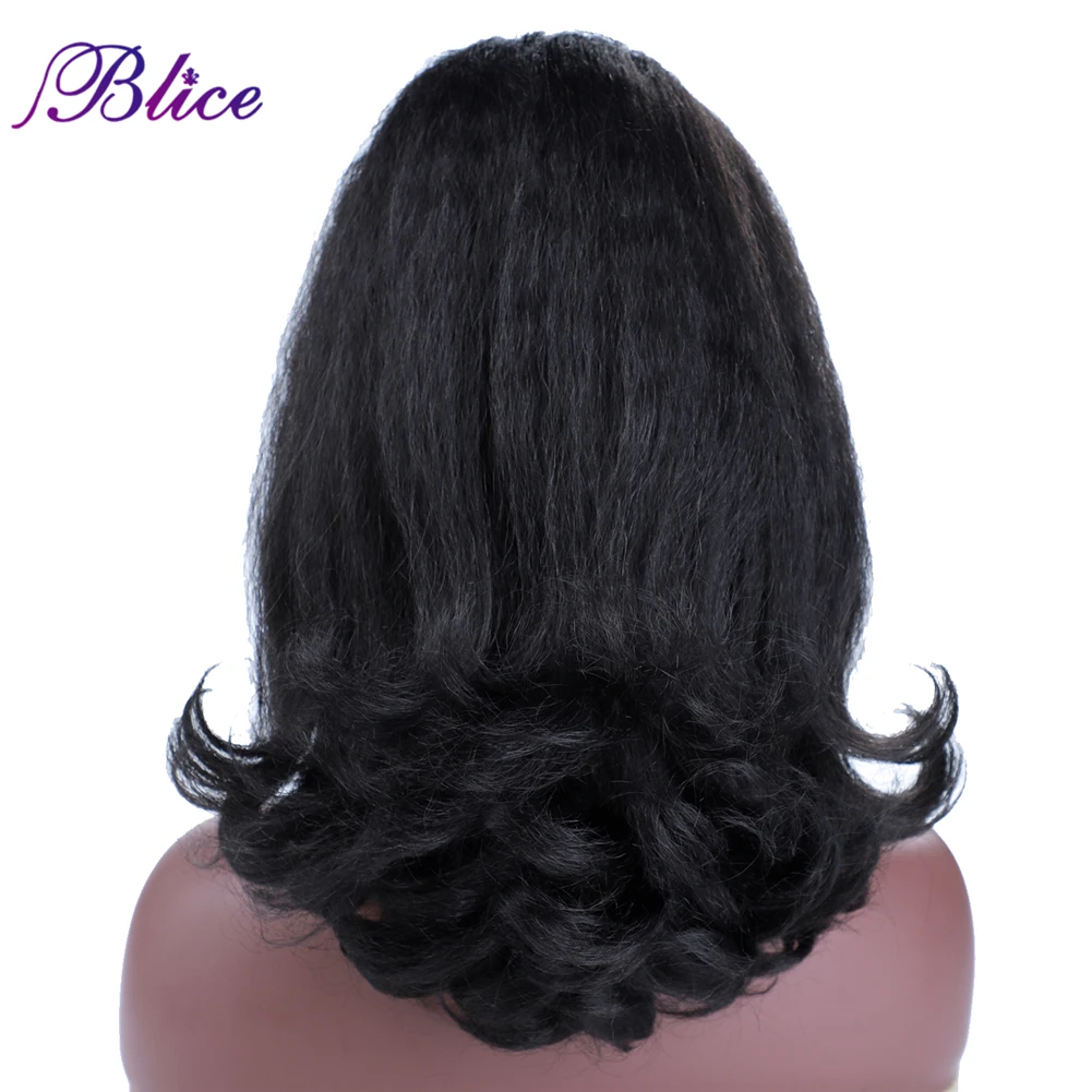 Blice Synthetic Ponytail Hair Extensions Kinky Straight Curly End Drawstring HairPieces With Two Combs Warp Ponytails