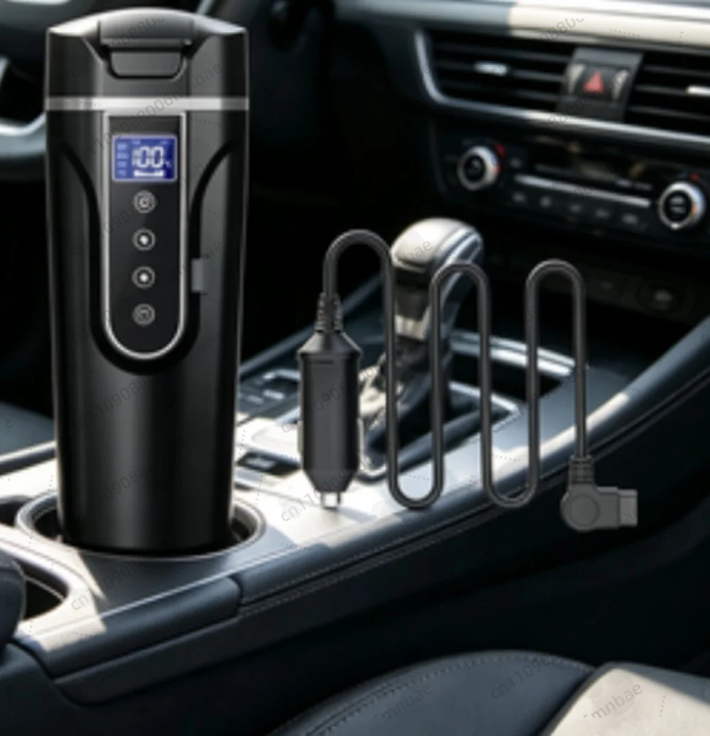 

In Stock 12V 24V Smart Temperature Control Travel Mug Stainless Steel Car Heated Coffee Mug and Cigarette Lighter Connection