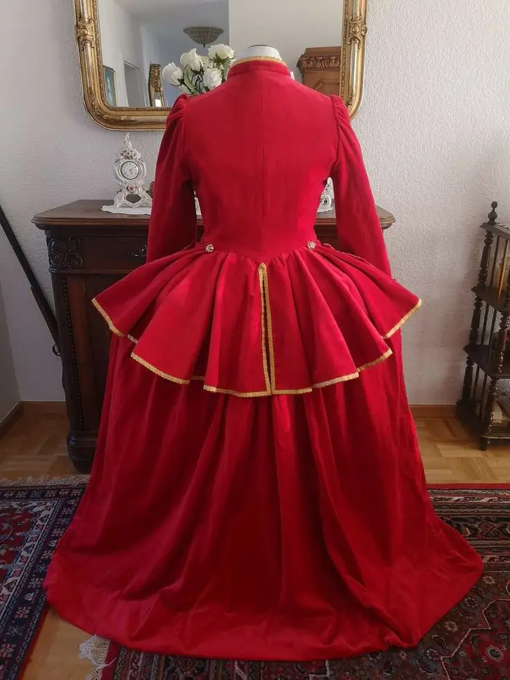 زي تنكري أحمر أوتلاندر مصنوع حسب الطلب لعام 1770 زي عادة ركوب الخيل بدلة جورجية تاريخية زي موحد للمرتفعات