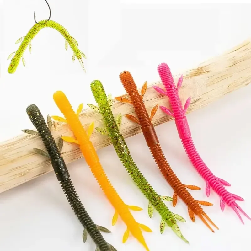 6 Pcs Floating Soft Bait Noodlesworm Fishing Group Luya Soft Bait Perch Warping Beak Soft Worm Wild Fishing Black Pit