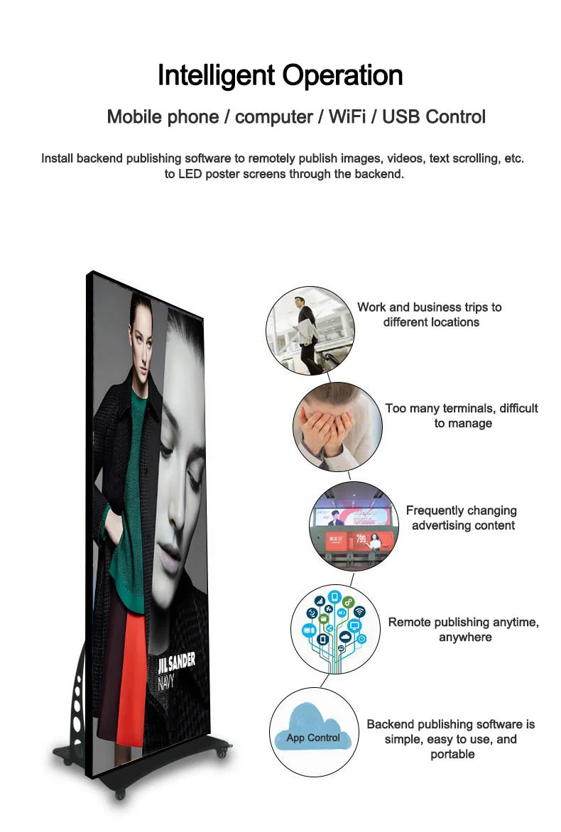 Ekran LED P1.86/P2/P2.5 HD na stojaku do reklamy komercyjnej wewnątrz i na zewnątrz