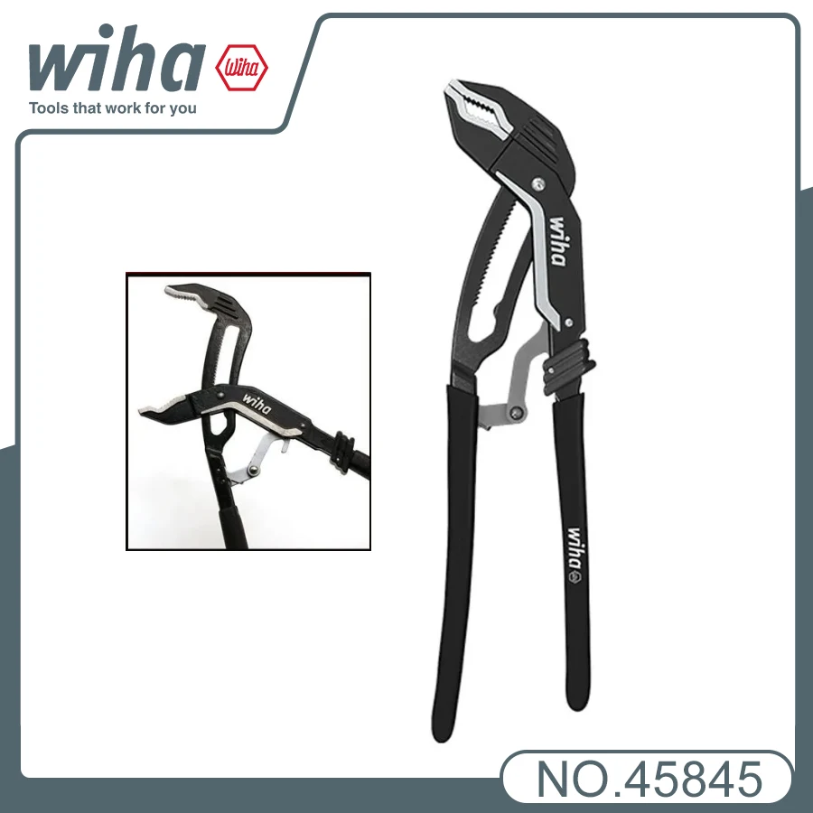 Wiha 45845 10 Inch Adjustable Water Pump Pliers Multifunctional Tool Anti-Slip Easy Operation