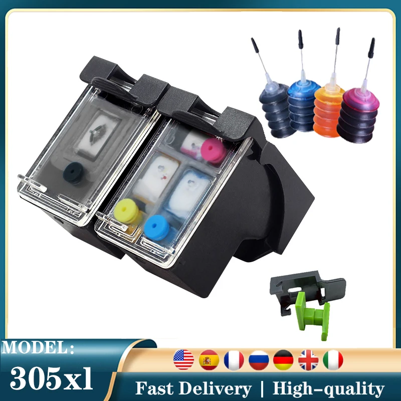 Vilaxh for hp 305 Refillable Ink Cartridge Replacement For HP 305 xl 305xl DeskJet 2710 2720 4110 4120 4130 ENVY 6010 6020 6030