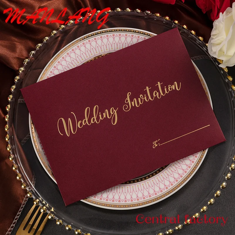 Custom  Customized Marriage Hot Stamping Golden Invitation Card Farewell Signs Cards Luxury Acrylic Wedding Invitation Card