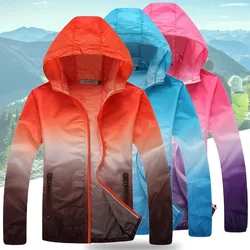 Men Women Childrens Teens Ultrathin Ultralight Clear Cycling Jacket Anti-UV Quick Dry Skin Coat Gradient Color Windbreaker