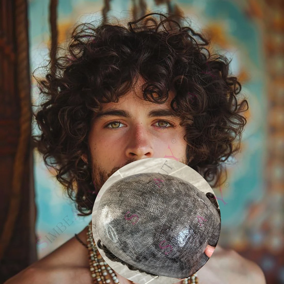 

Накладка-протез из натуральных волос 26 мм, свободные кудри, черно-коричневый, с полиуретановой основой, долговечная, с эффектом солоновато-серых волос 1b40, для замещения волос