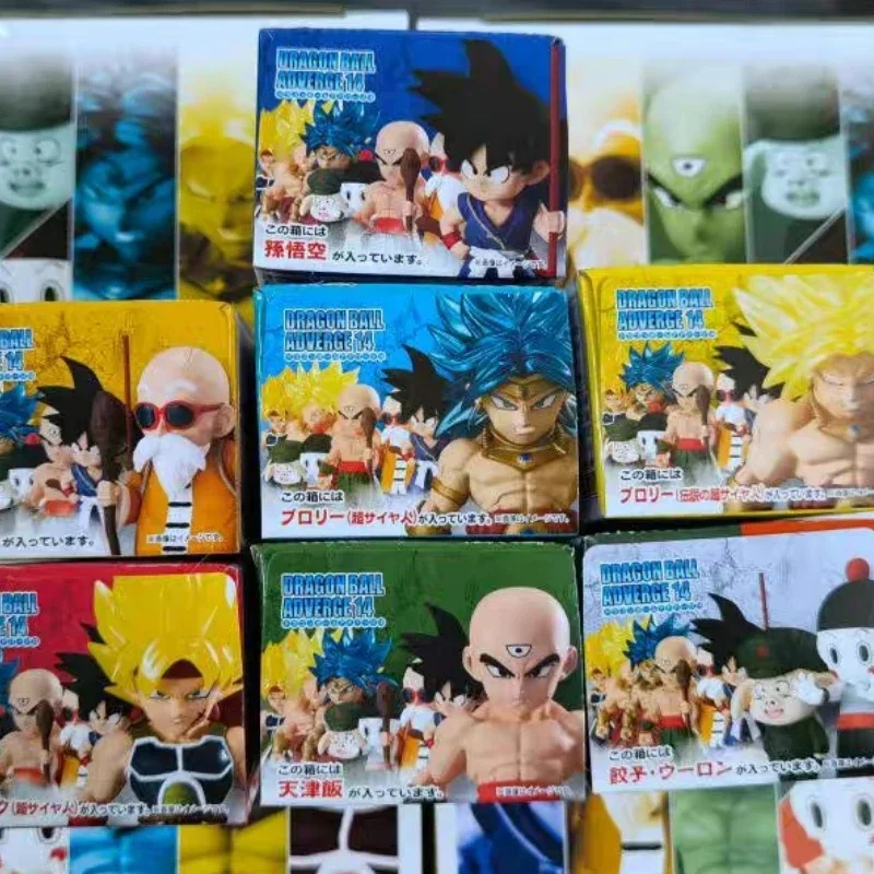 Bandai genuíno dragon ball anúncio 14 brinquedo de doces son goku mestre roshi Tien shinhan chiaotzu uron broli modelo de ação brinquedos