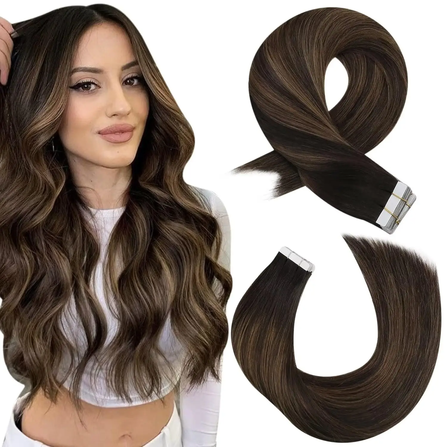 YoungSee Tape in Human Hair Extensions Skin Weft In Real Human Hair Extensions For Women 12-24inch