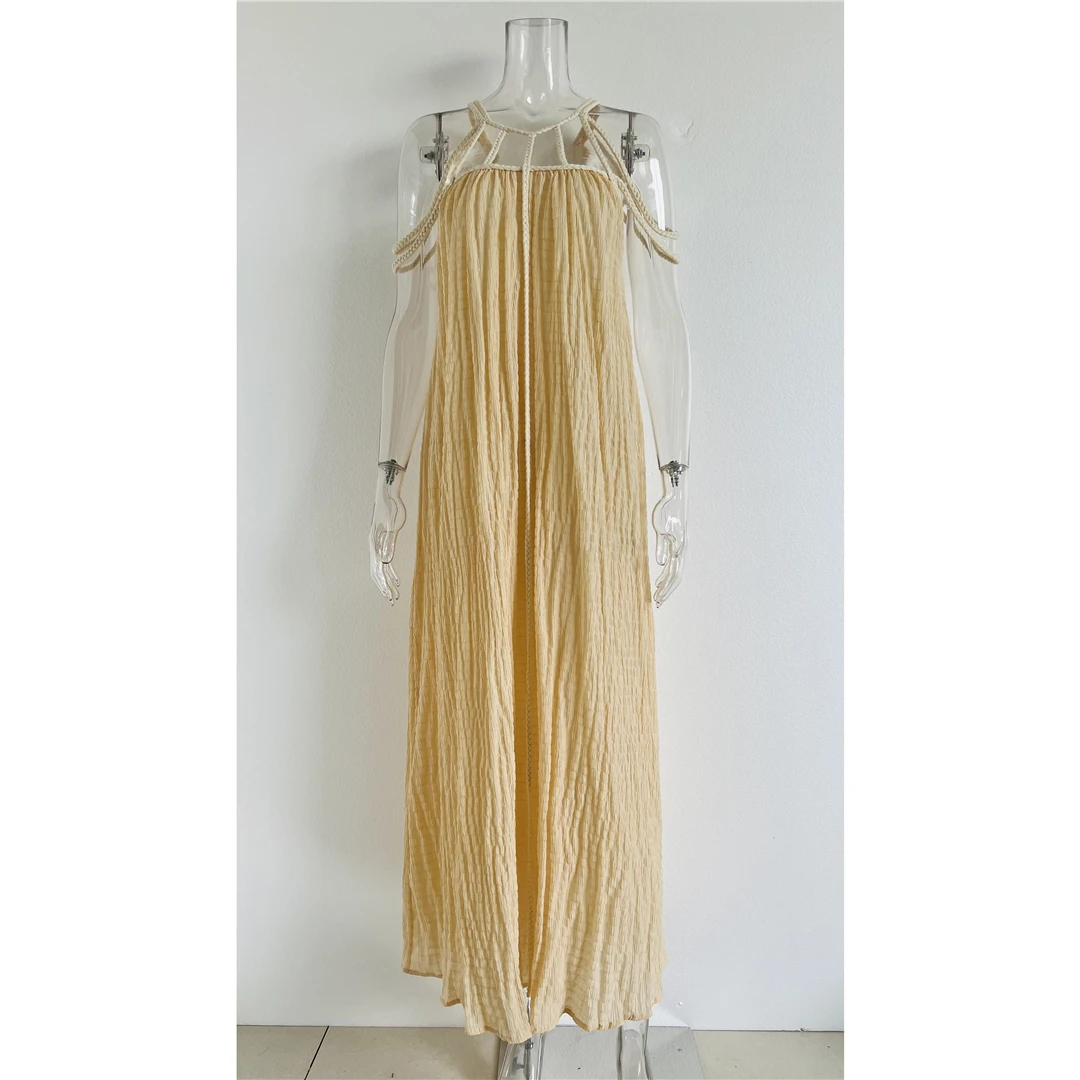 5 Farben, rückenfreies, ausgestelltes, gehäkeltes, gestricktes Tunika-Strandkleid, Strandkleid, Strandmode, Damen, V5429 – Detail 20