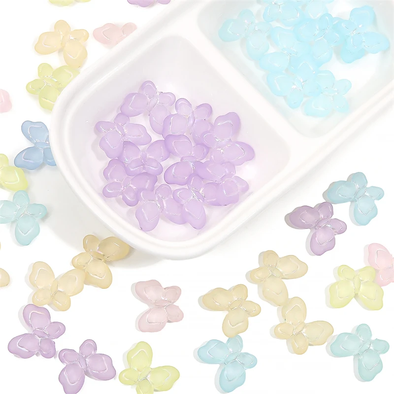 10pcs 21x18mm Colorful Frosted Acrylic Butterfly Beads Charms for Necklace Bracelet DIY Jewelry Craft Making Accessories