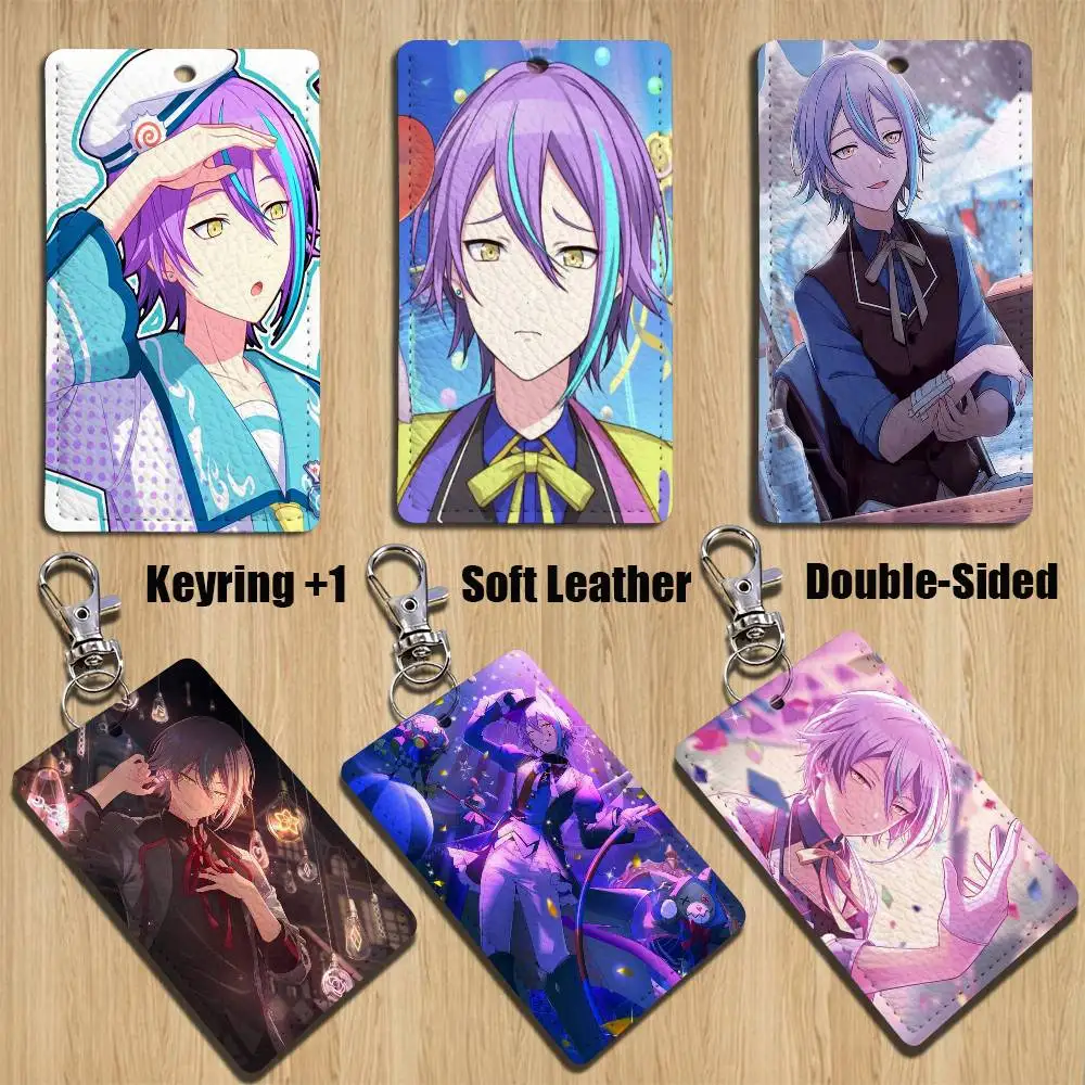 

R-Rui Project Sekai Kamishiro Rectangle ID Card Case Keychain Access Card Bag Key Tag Ring Leather Card Holder Key Ring Access