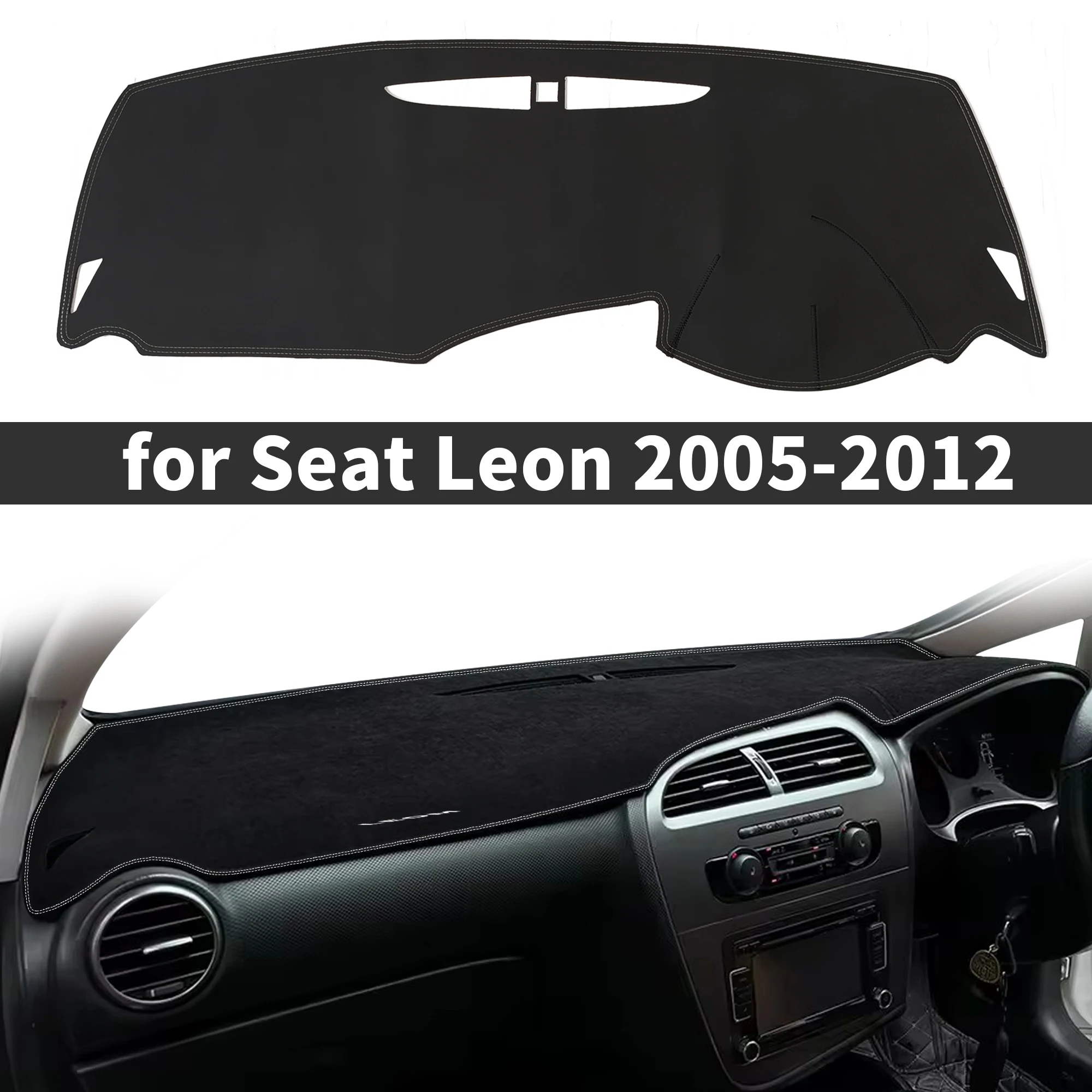 for Seat Leon 2005-2010 2011 2012 Car Dashboard Cover Dashmat Sunshade Anti‑Slip Anti‑UV Dash Mat Cover Interior Accessories view 2