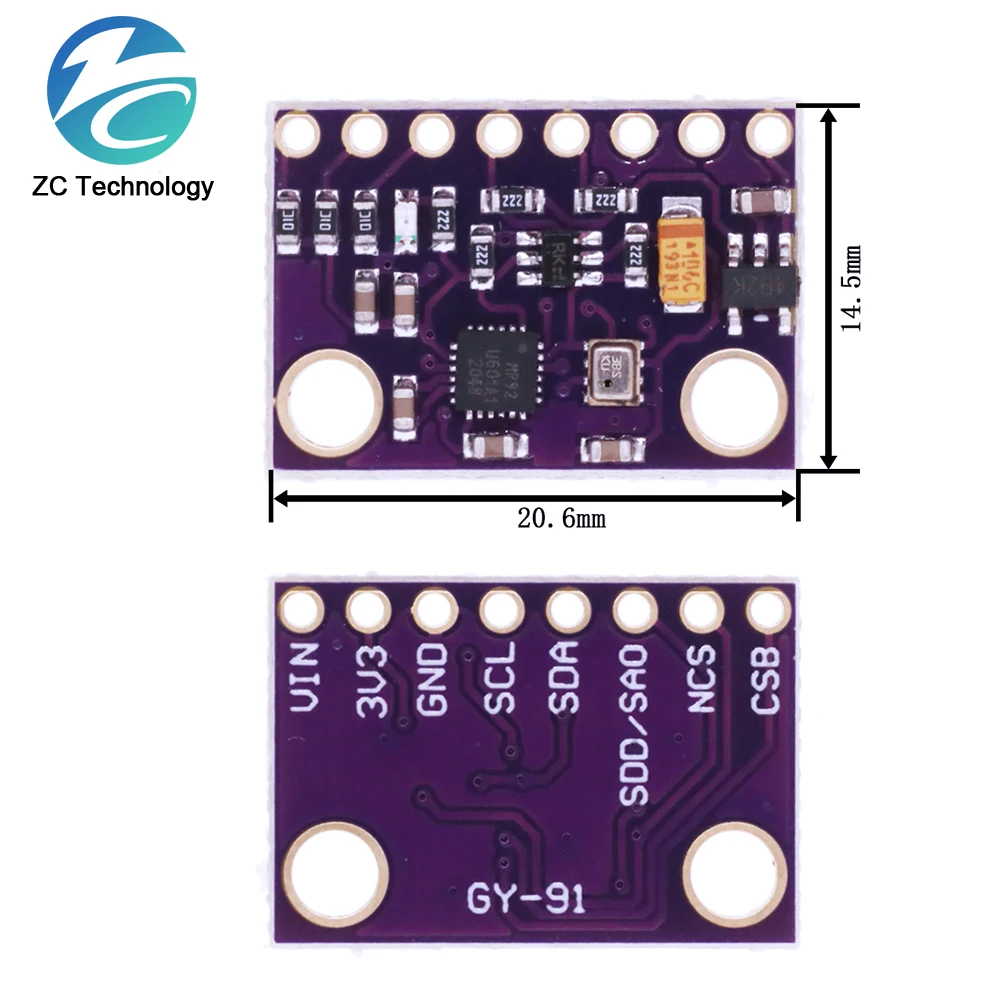 SPI/IIC GY-9250 BMP280 GY-91 MPU6500 MPU-9250 6-Axis 9-Axis 10DOF Attitude Gyro+Accelerator+Magnetometer Sensor Module MPU9250