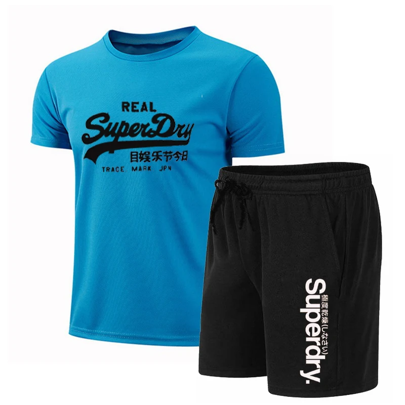 2024 summer fashion UK Superdry Ultimate Dry Summer Casual Men\'s Speed Drying Sports Set Men\'s Mesh Breathable Short Sleeve T-sh