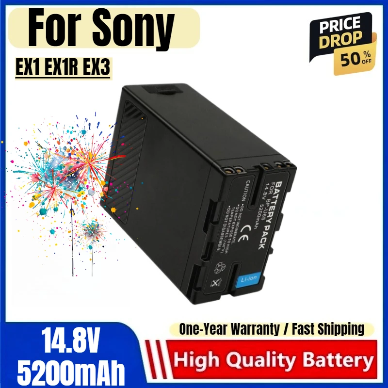 

BP-U65 Battery 14.8V 5200mAh Rechargeable Batteries and Charger for Sony EX1 EX1R EX3 Camera Battery