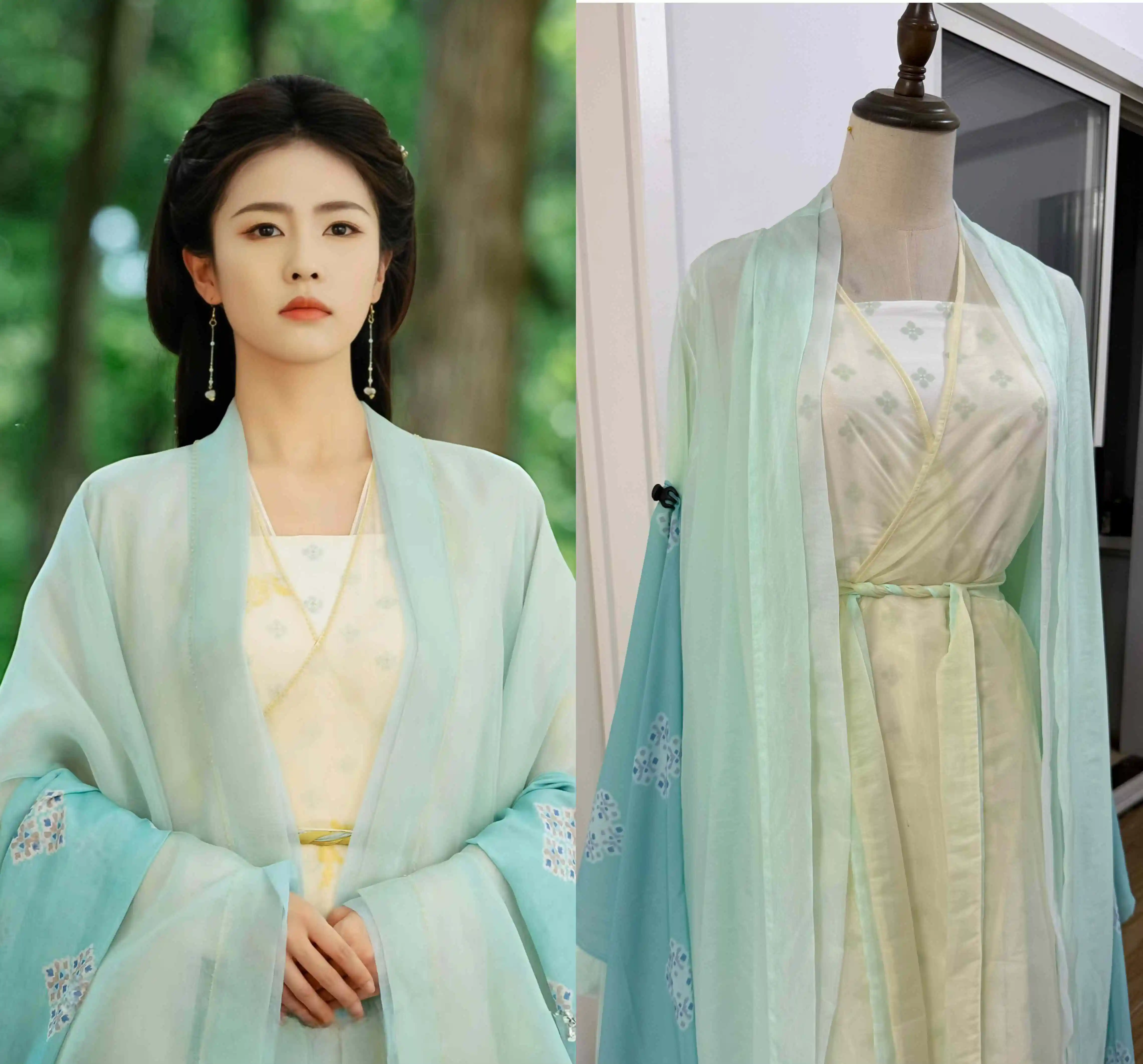 

Hanfu New Designing Linchangxian Bai Lu's Same Style Green Hanfu Halloween Cosplay Costumes Ancient-style
